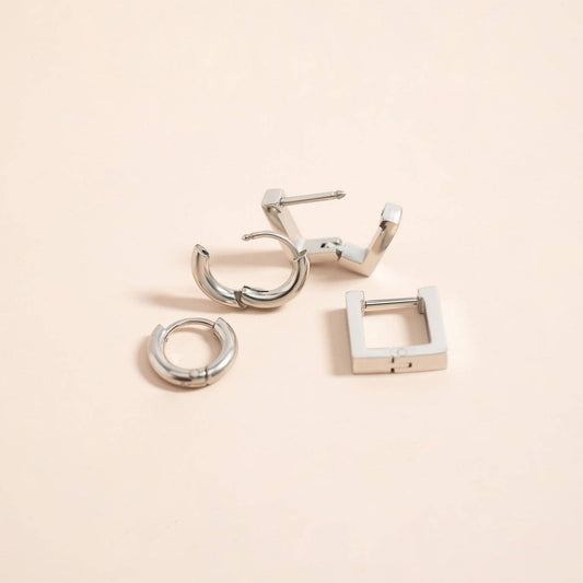 18K Gold PVD Stainless Steel Square Huggie Earrings