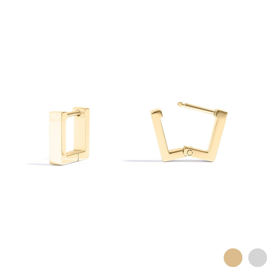 18K Gold PVD Stainless Steel Square Huggie Earrings