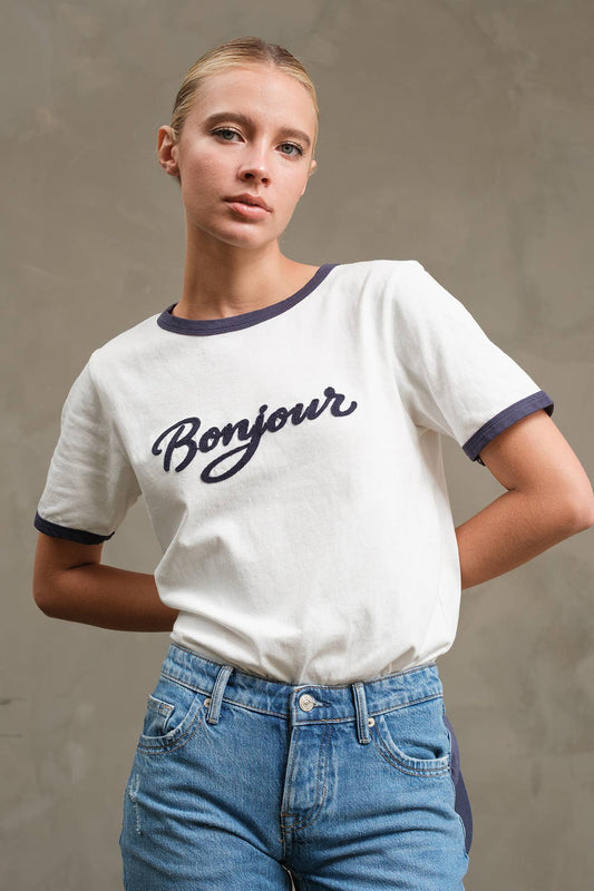 Bonjour Contrast Ringer Tee  By Raisonnel