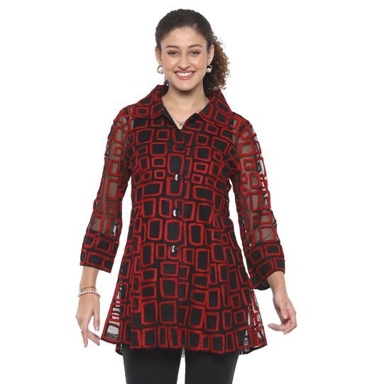 Parsley & Sage Red and Black Marge Jacket 24f563e31P 1X 2X 3X