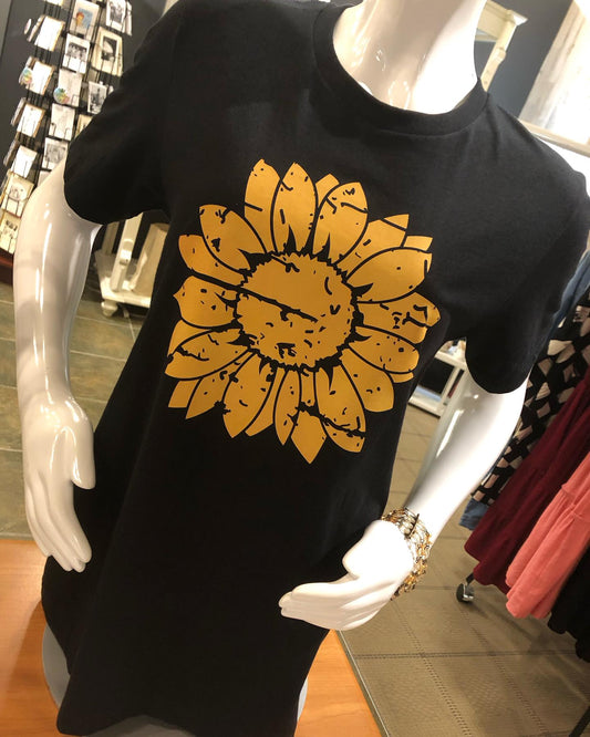 Sunflower Design Black Tshirt with Gold Sunflower Sunflower Soul Design