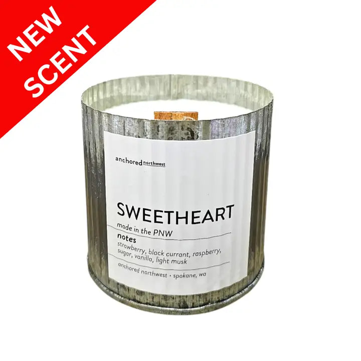 Sweetheart Valentine's Day Rustic Vintage Wood Wick Candle Anchored Northwest Soy